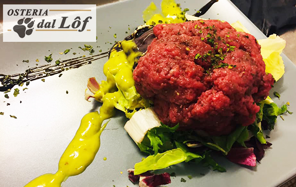 Menu di carne per 2 persone con tagliatelle al capriolo e Angus all'Ostarie dal Lôf -50% di sconto