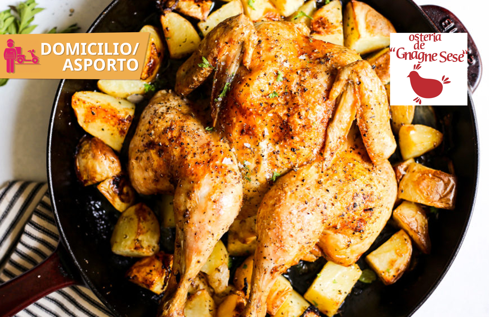 Galletto, Patate e Birra​ a domicilio o da asporto Osteria Gnagne Sese Udine