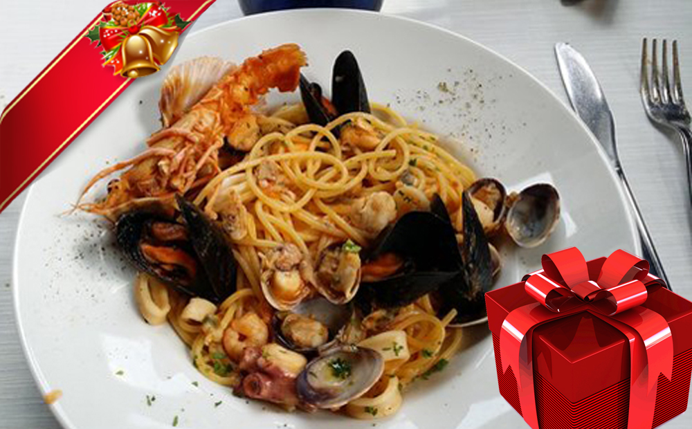 Menù x2 pesce: capesante, primo, secondo, dolce e calice "REGALO NATALE" -53% di sconto