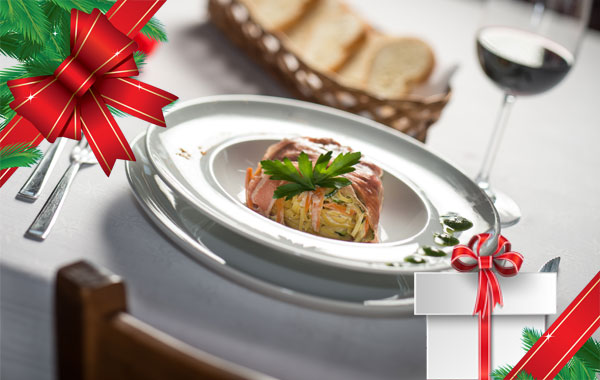 Menu per 2 persone con aperitivo, bis di antipasti, primo, dolce e calice "REGALO NATALE" -50% di sconto