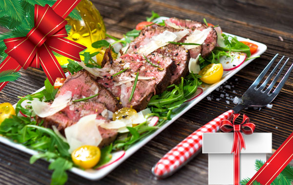 Menu completo per 2 persone con TAGLIATA DI MANZO "REGALO NATALE" -50% di sconto
