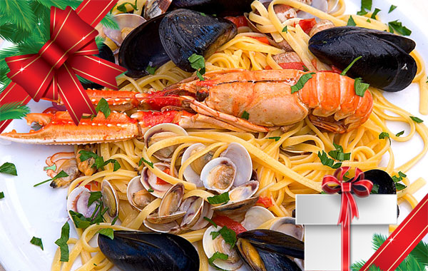 Menu di PESCE, dolce e calice per 2 persone "REGALO NATALE" -58% di sconto